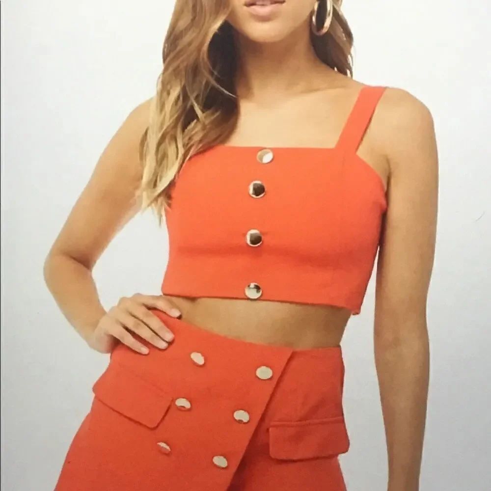NWT~Button Front Crop Cami Top & Skort Set Sz L